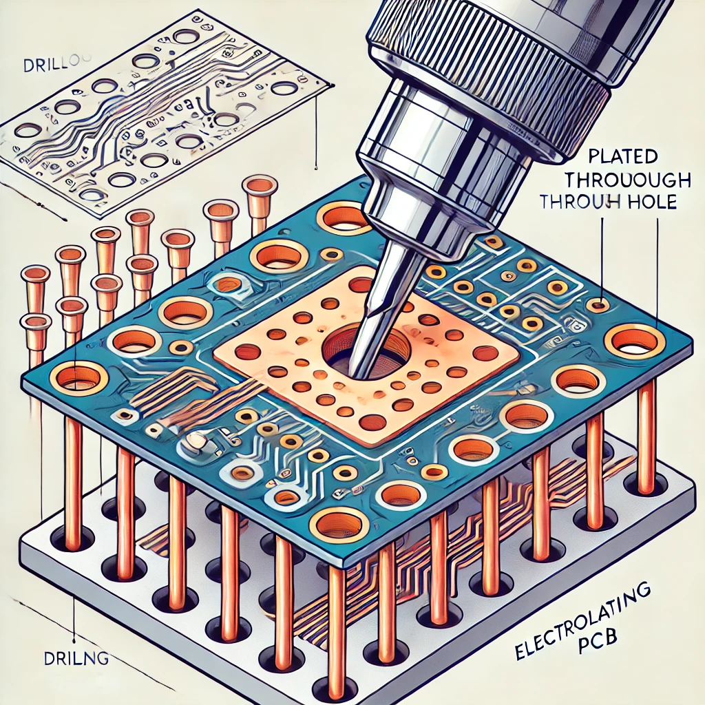 مراحل سوراخ کاری و متالیزه کردن دیواره PTH در PCB